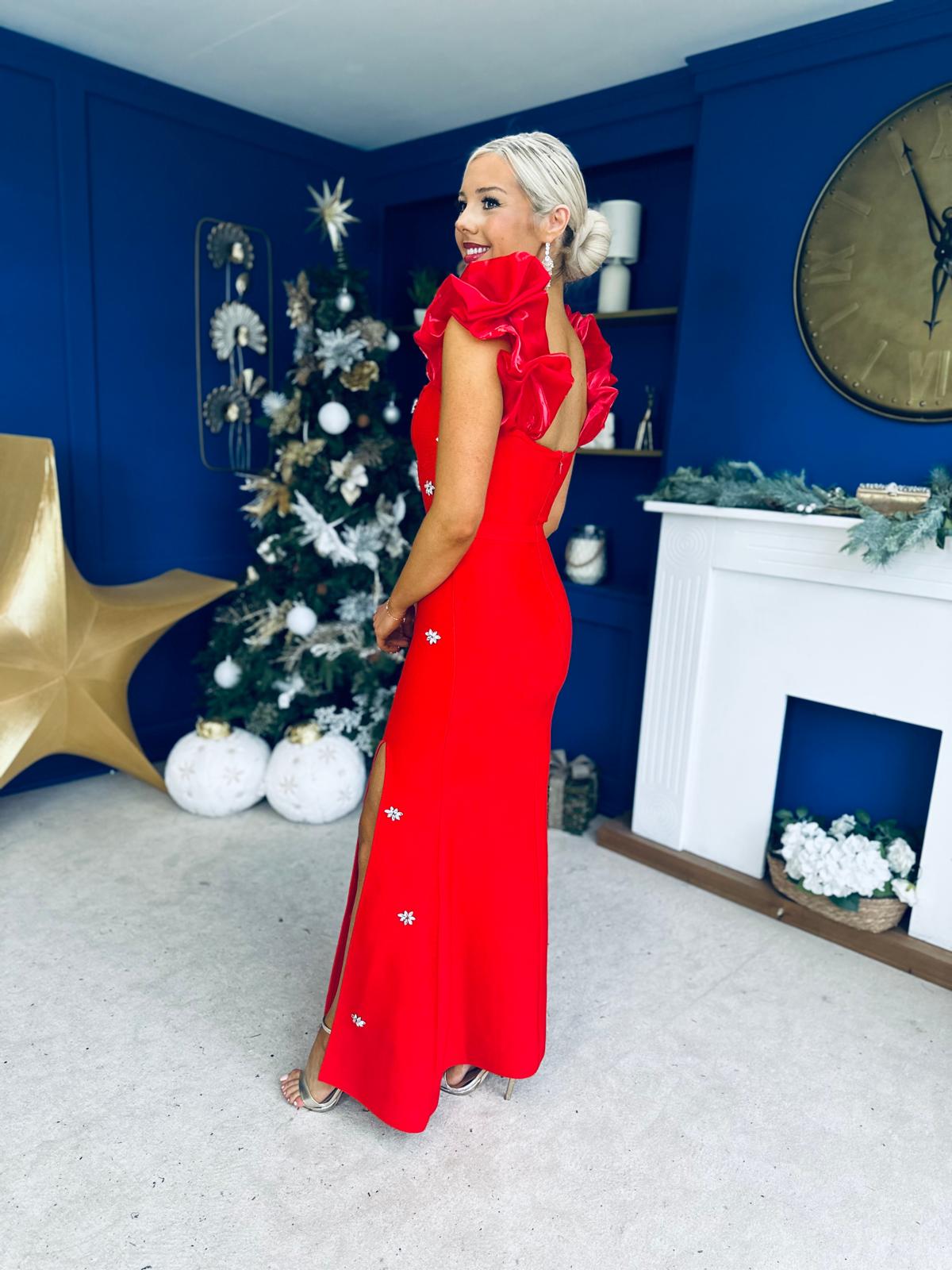 Colette Embellished Occasion Dress Red