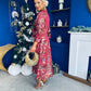 Isabella Foiled Print Tie Front Midi Dress Pink PRE ORDER Arriving 12 Dec