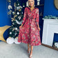 Isabella Foiled Print Tie Front Midi Dress Pink PRE ORDER Arriving 12 Dec