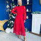 Caitlin Crochet Derail Midi Dress Red