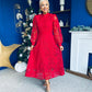 Caitlin Crochet Derail Midi Dress Red