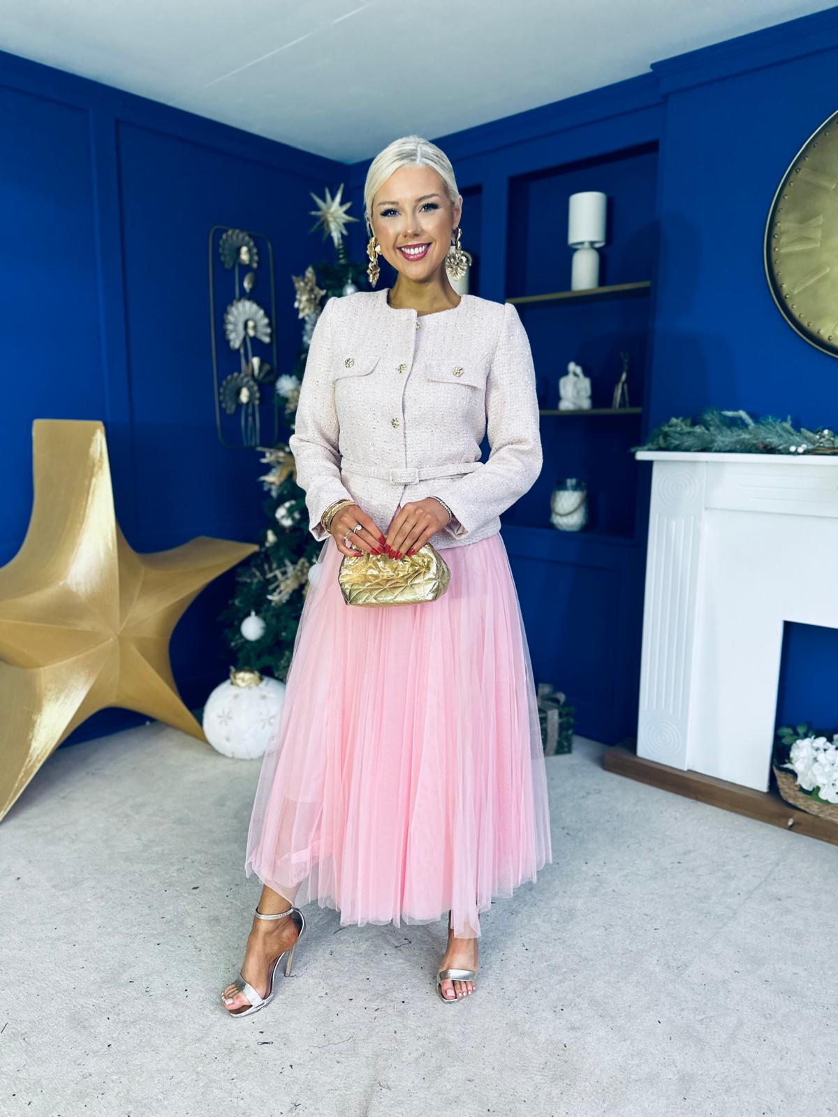 Elizabeth Tweed With Sequin Jacket Pink PRE ORDER Arriving 11 Dec