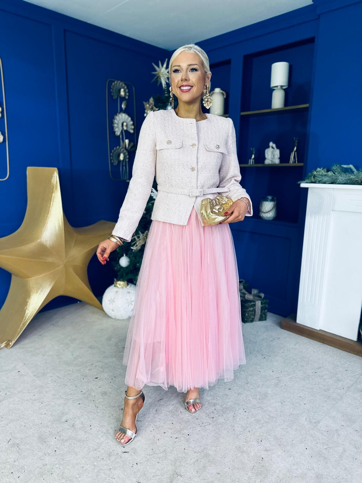 Elizabeth Tweed With Sequin Jacket Pink PRE ORDER Arriving 11 Dec