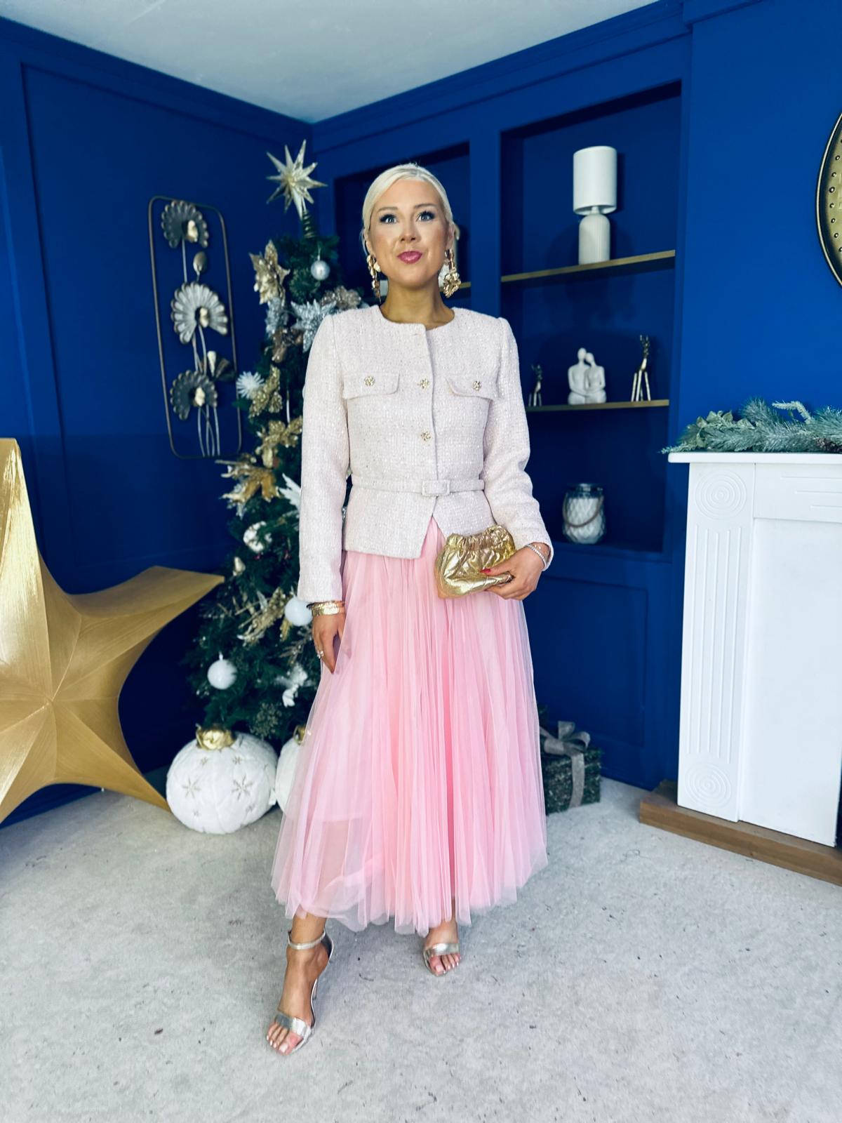 Elizabeth Tweed With Sequin Jacket Pink PRE ORDER Arriving 11 Dec