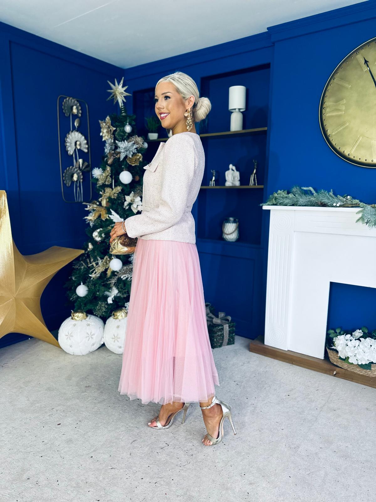 Elizabeth Tweed With Sequin Jacket Pink PRE ORDER Arriving 11 Dec