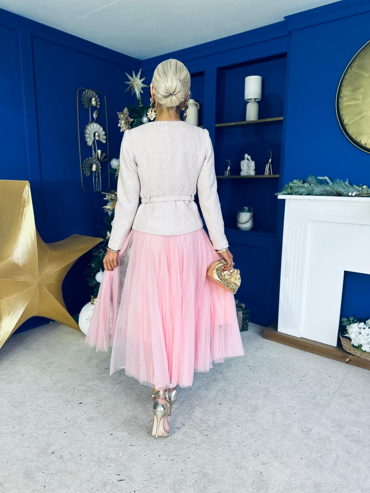 Elizabeth Tweed With Sequin Jacket Pink PRE ORDER Arriving 11 Dec