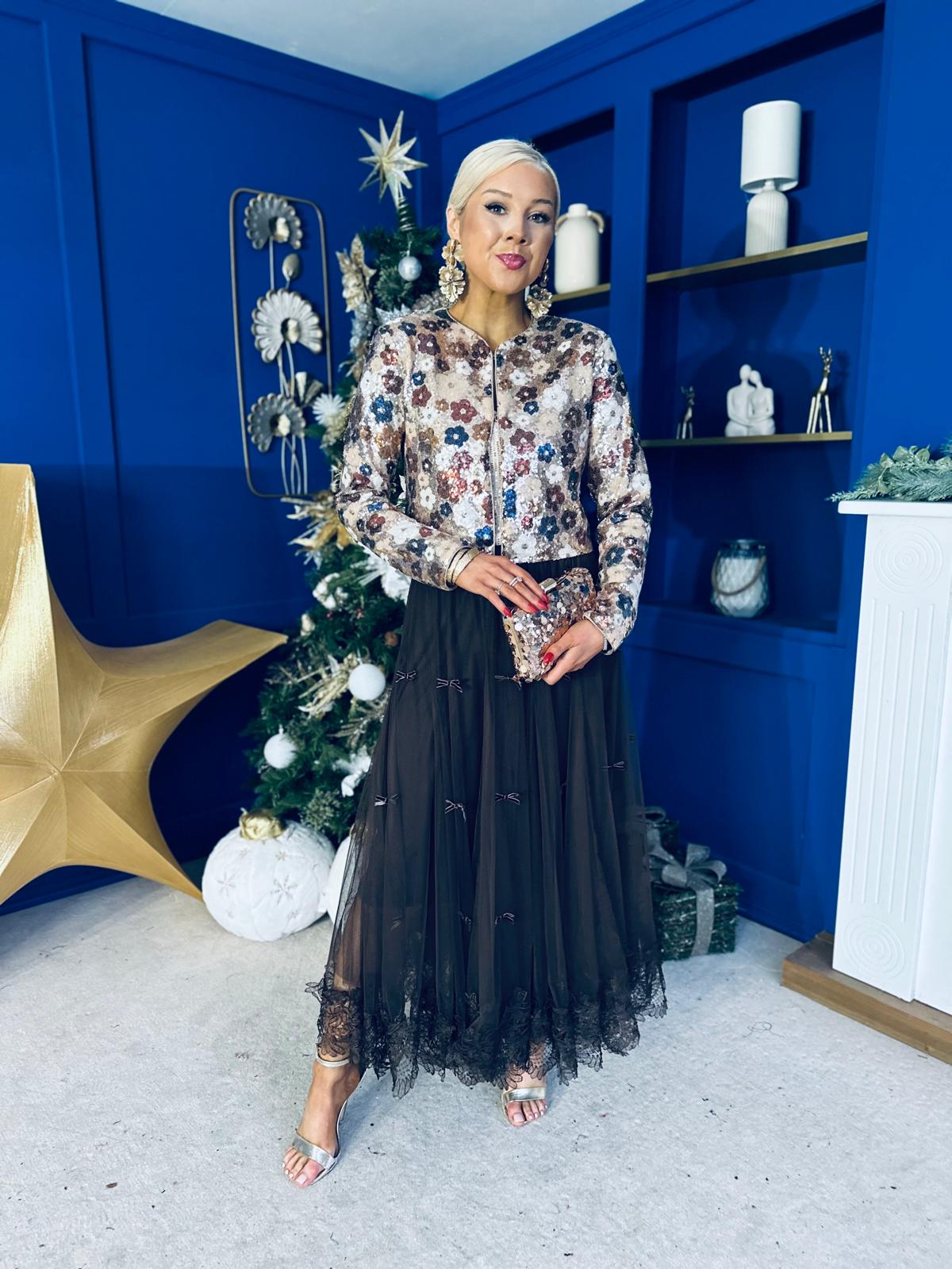 Dervla Gold Sequin Jacket Floral