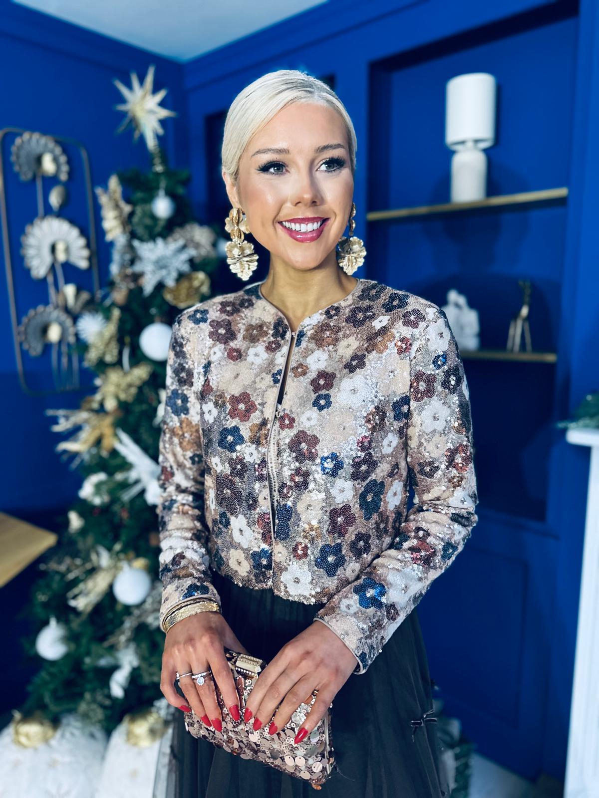 Dervla Gold Sequin Jacket Floral