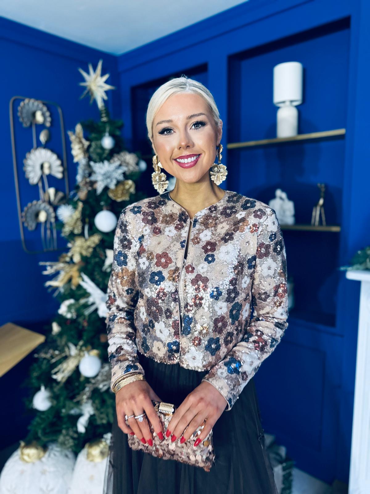 Dervla Gold Sequin Jacket Floral