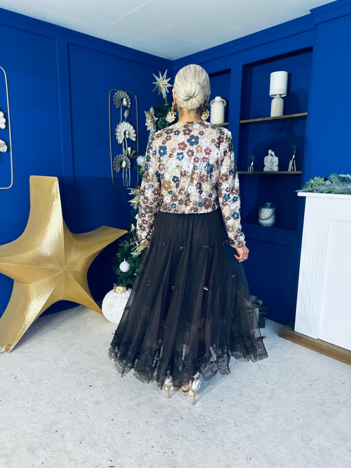 Dervla Gold Sequin Jacket Floral