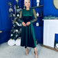 Ruth Sheer Sleeve Velvet Midi Dress Forest