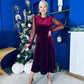 Ruth Sheer Sleeve Velvet Midi Dress Wine