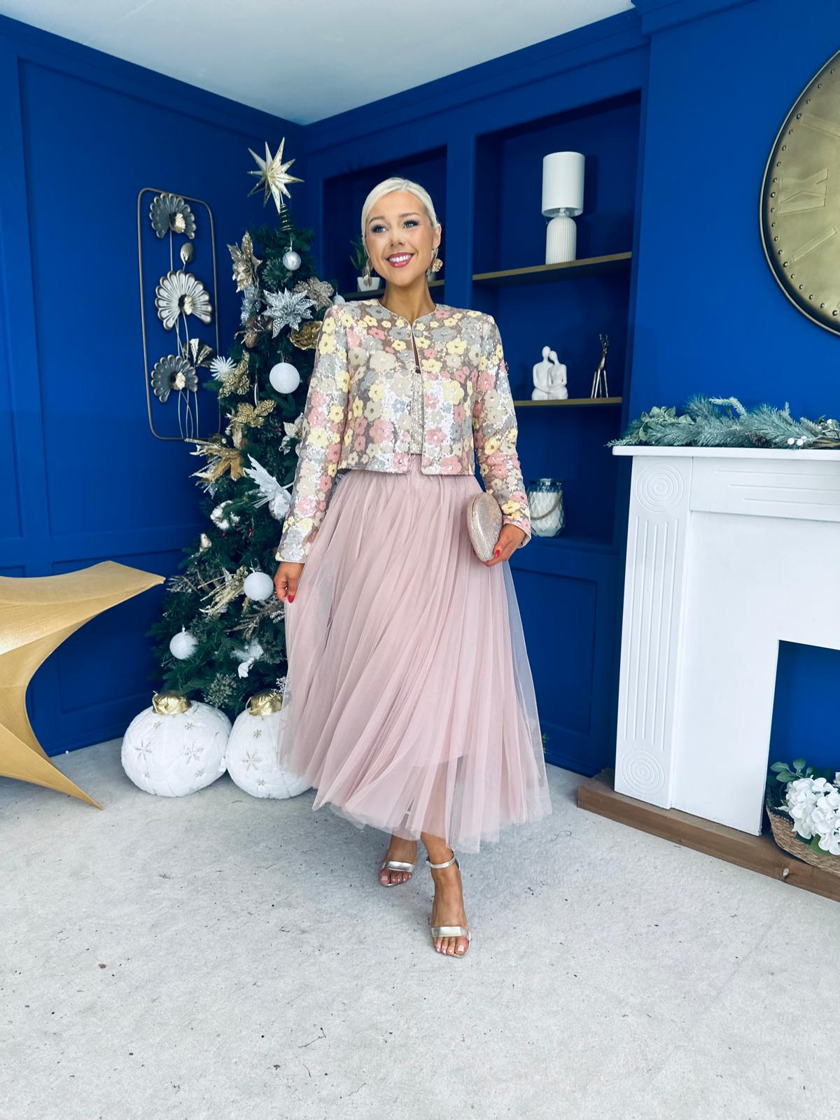 Celine Detailed Tulle Skirt Blush