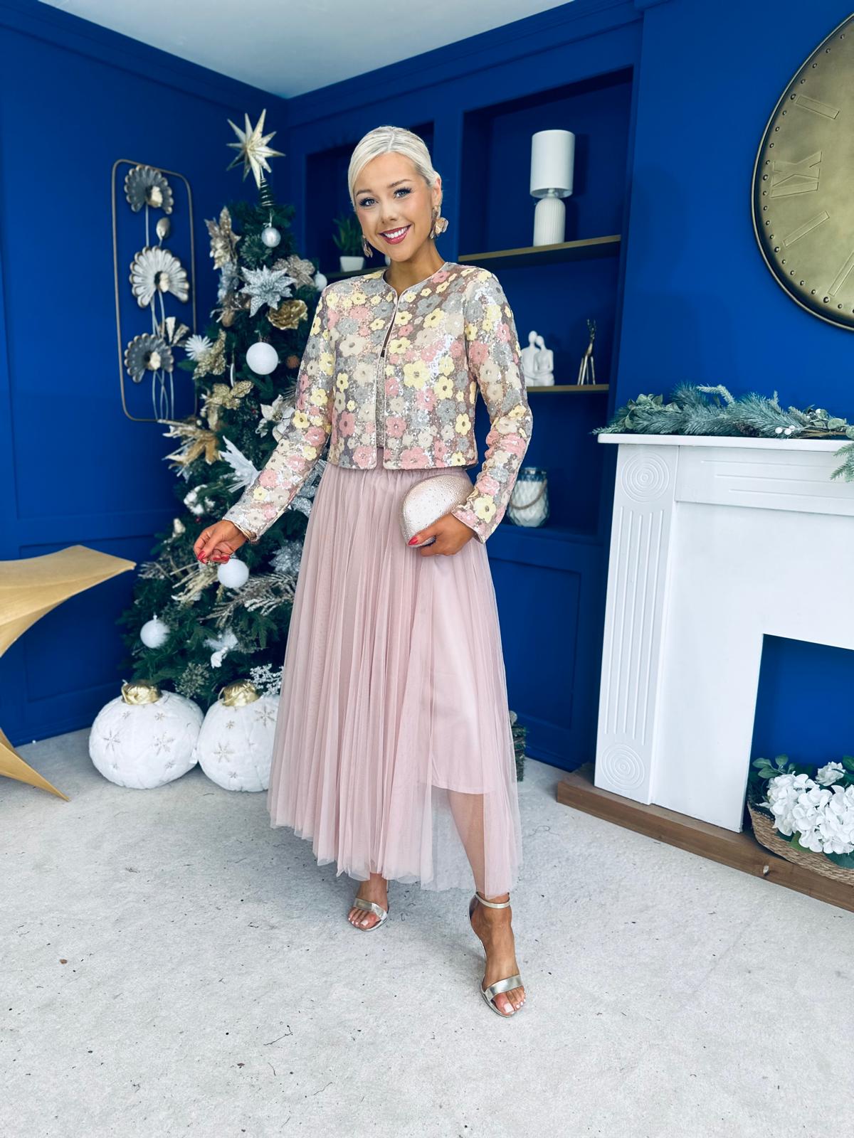 Celine Detailed Tulle Skirt Blush