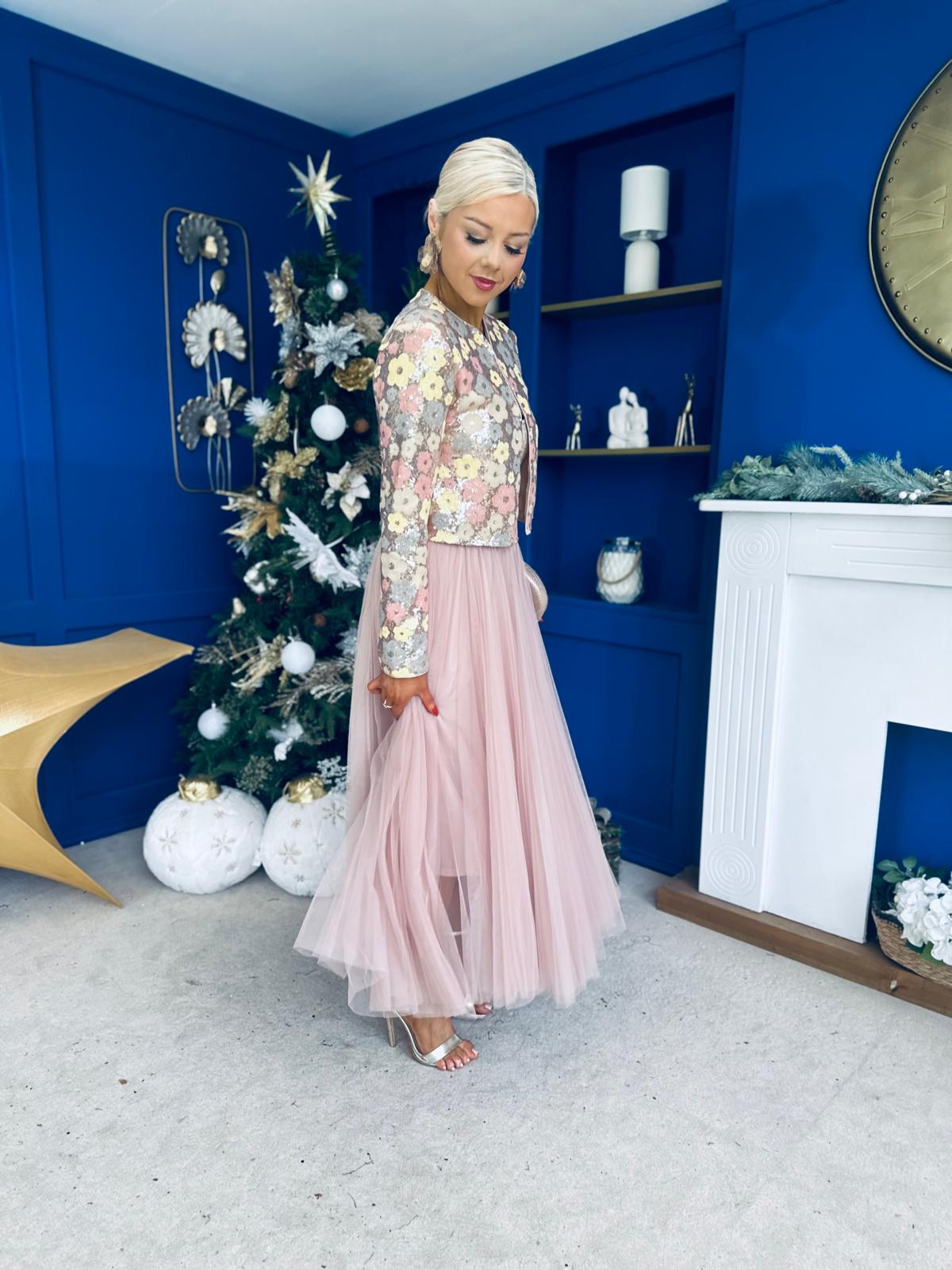 Celine Detailed Tulle Skirt Blush