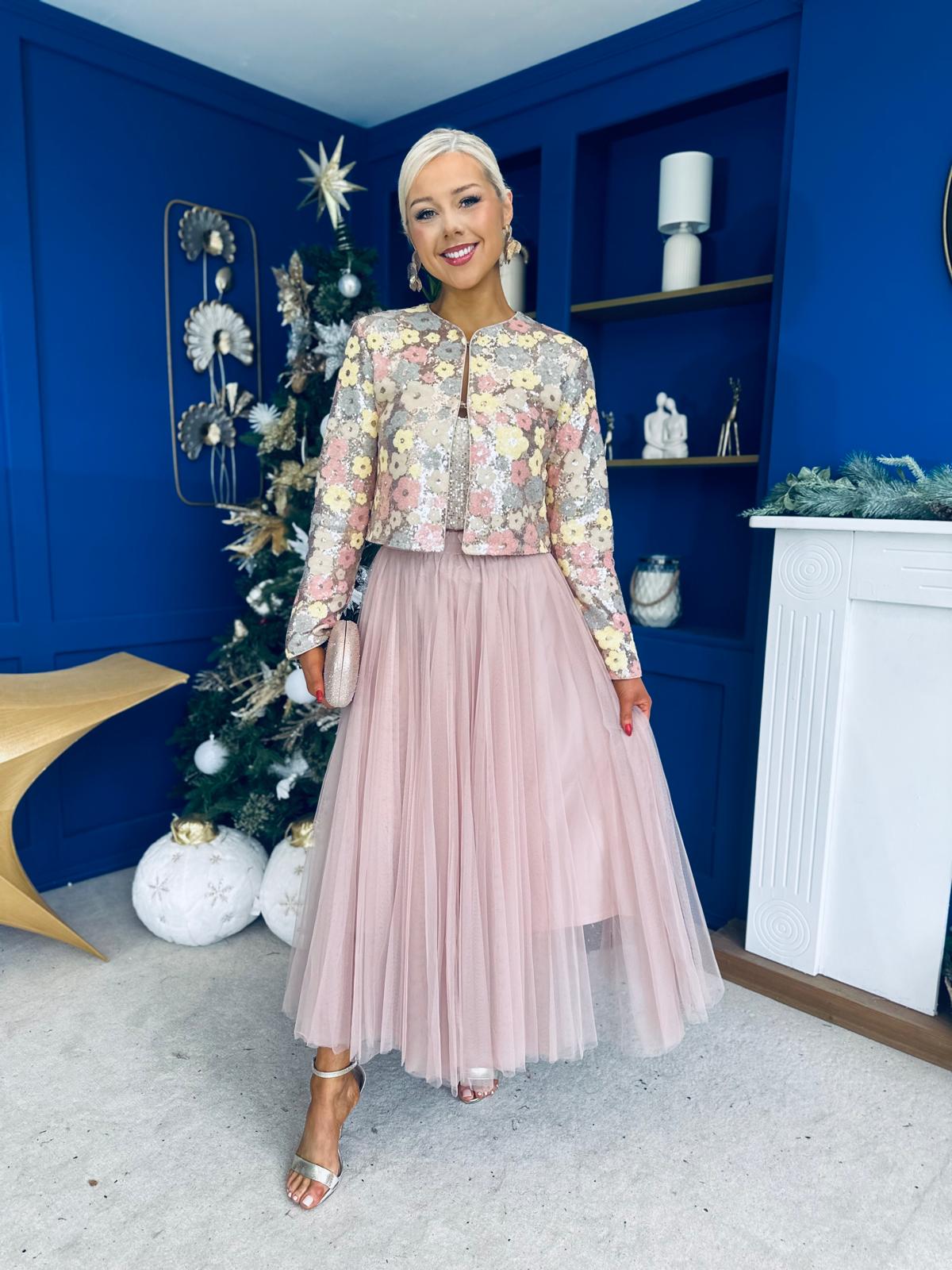 Celine Detailed Tulle Skirt Blush