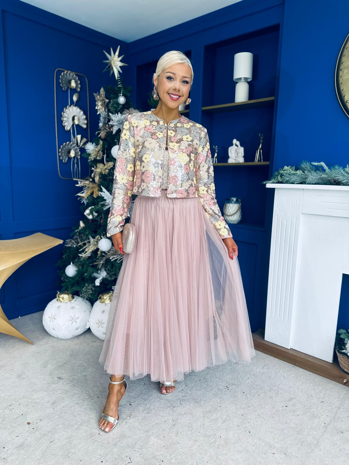 Celine Detailed Tulle Skirt Blush