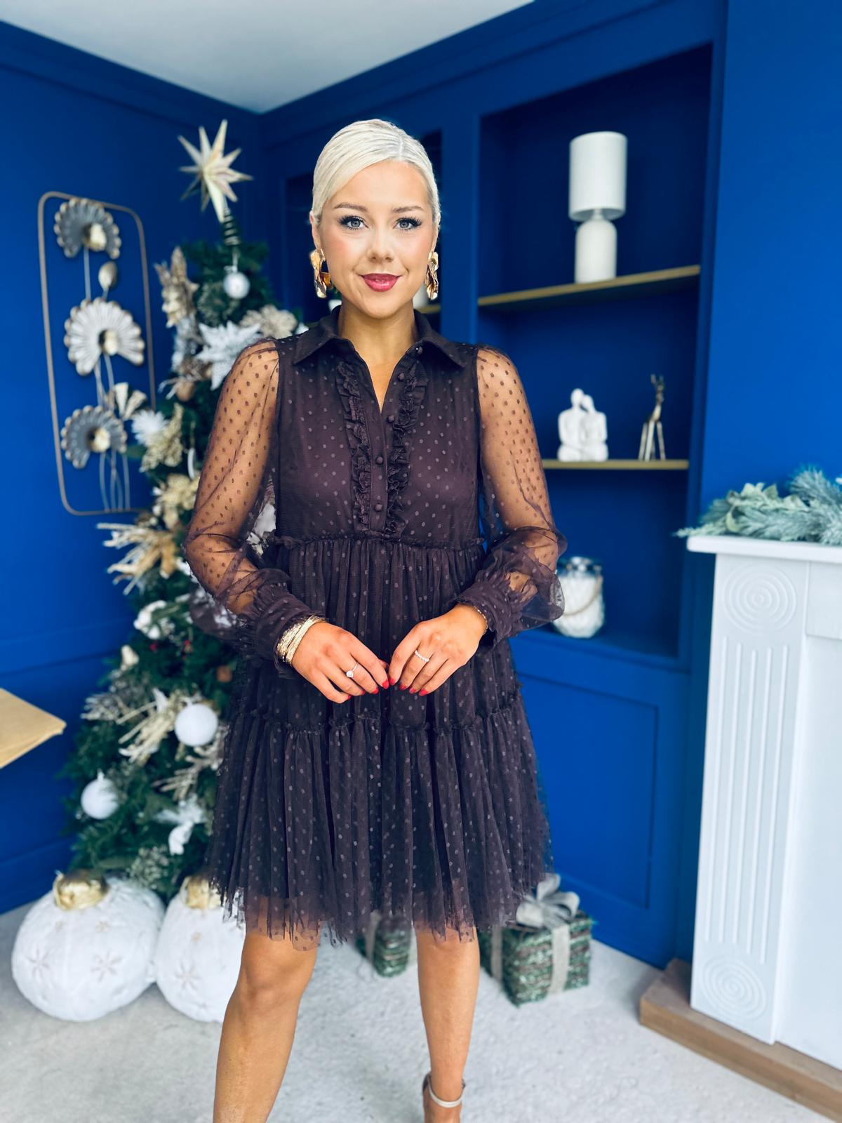 Jill Detailed Mini Dress Burnout Coco