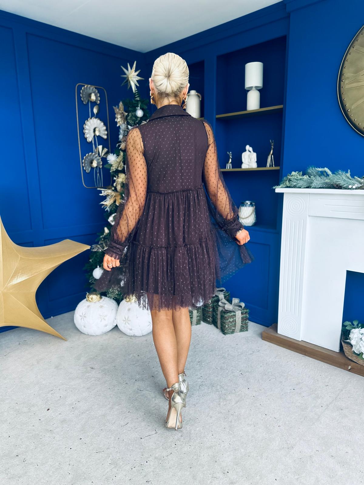 Jill Detailed Mini Dress Burnout Coco