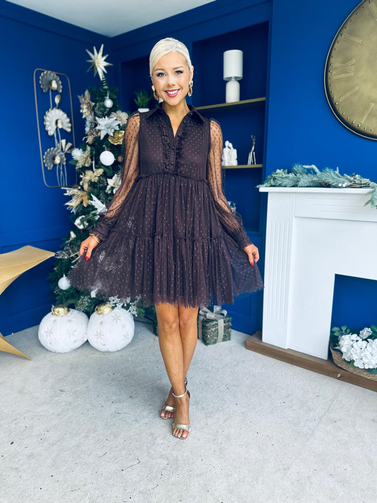 Jill Detailed Mini Dress Burnout Coco