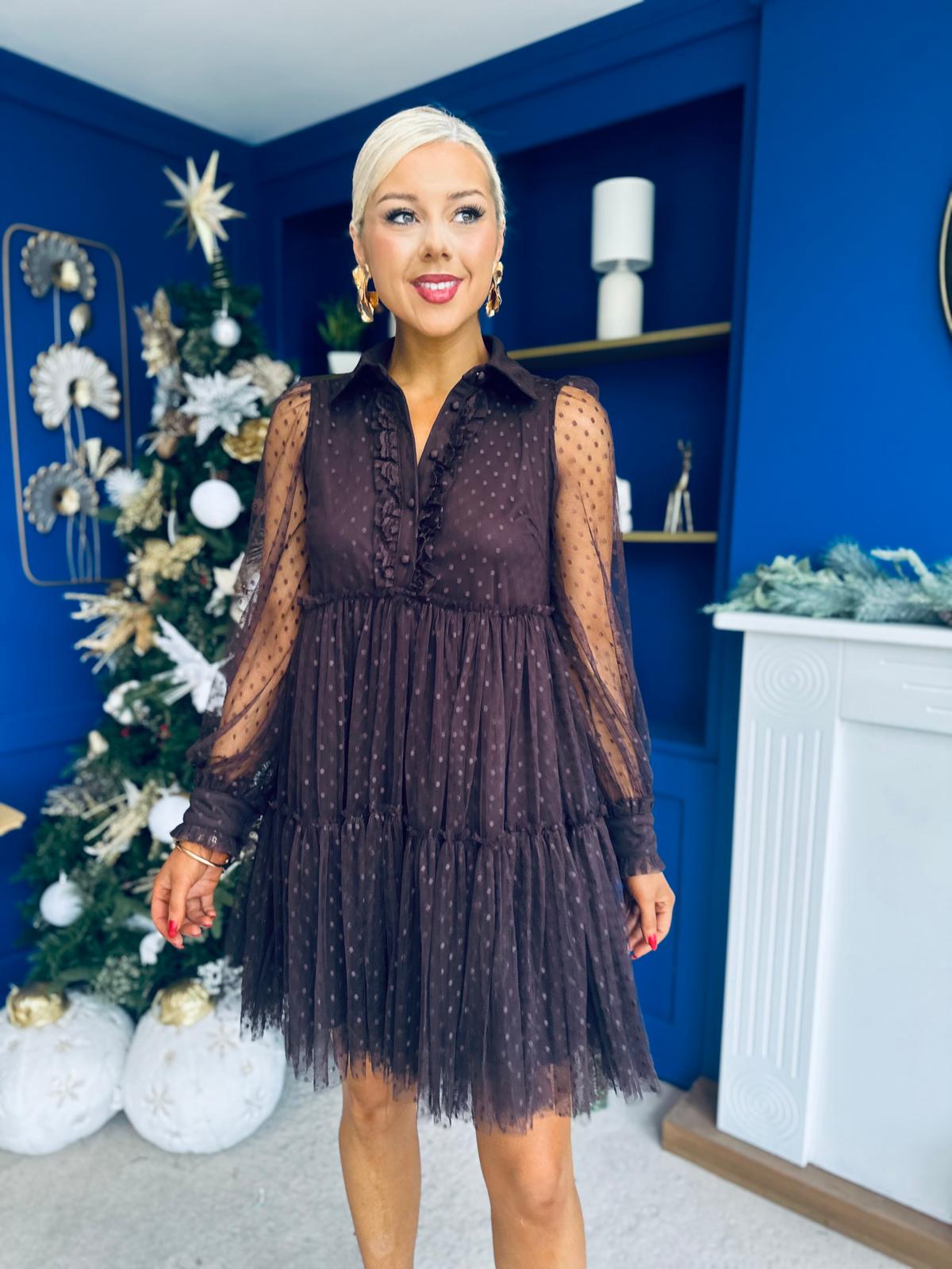 Jill Detailed Mini Dress Burnout Coco