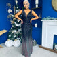 Kim Ombre Sequin Occasion Dress Black