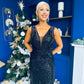 Kim Ombre Sequin Occasion Dress Black