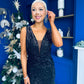 Kim Ombre Sequin Occasion Dress Black