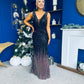Kim Ombre Sequin Occasion Dress Black