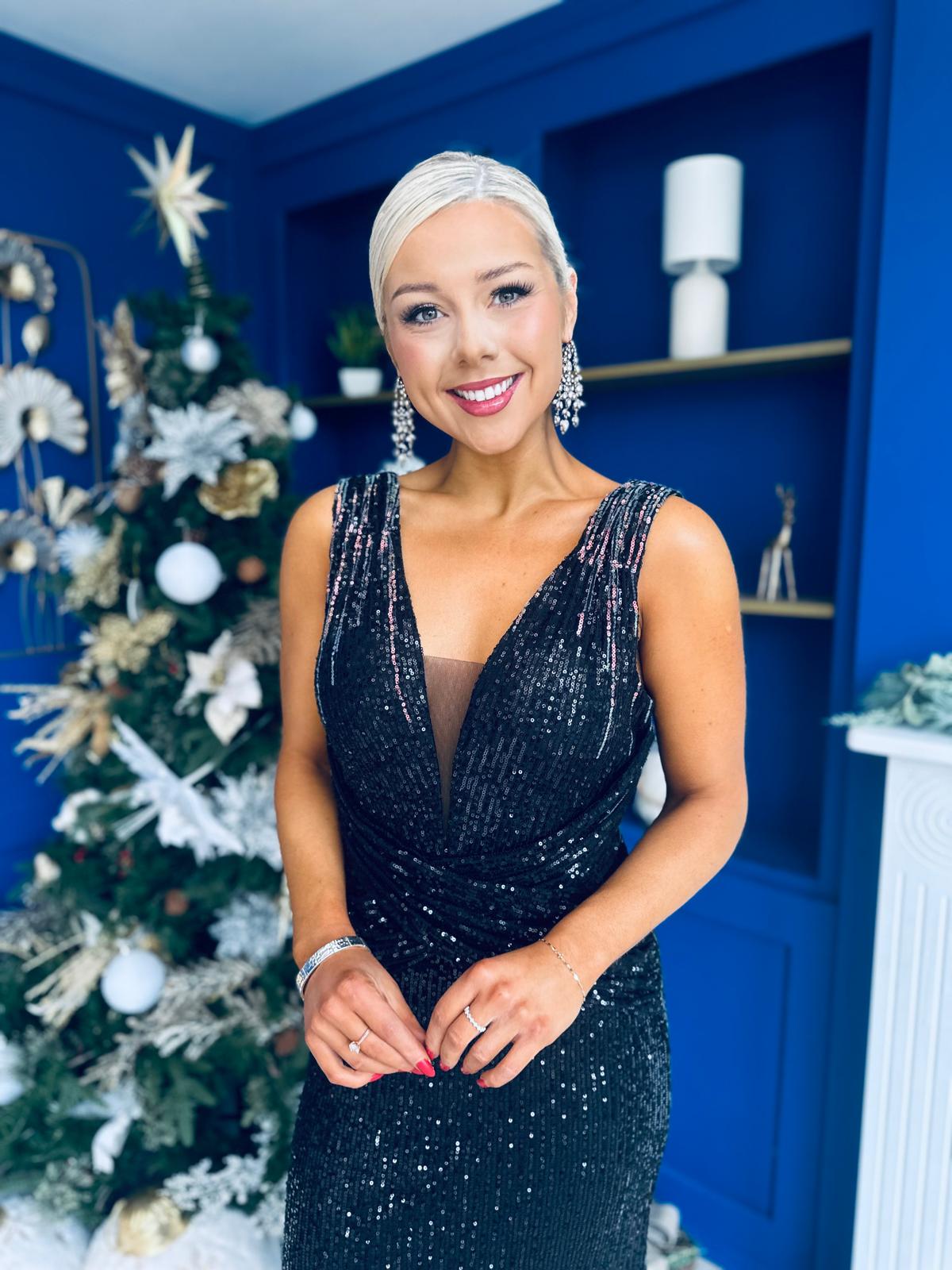 Kim Ombre Sequin Occasion Dress Black