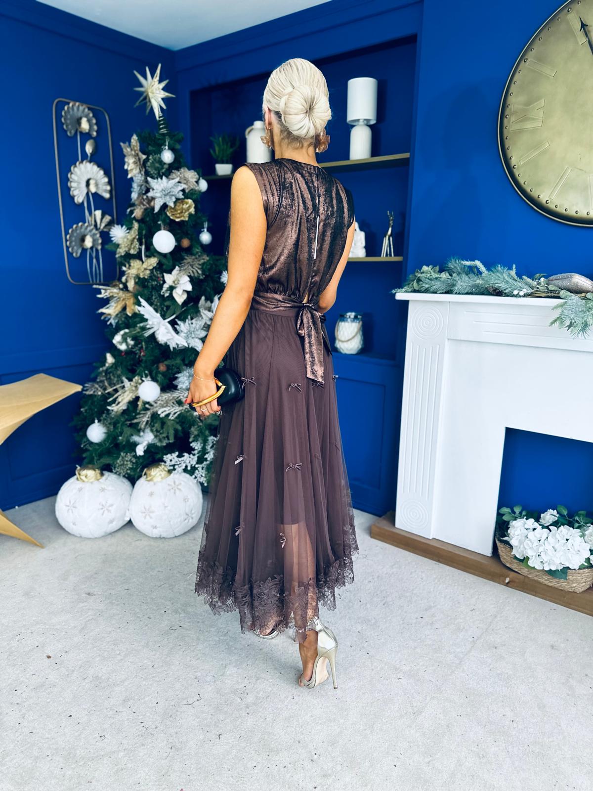 Kylie Detailed Metallic Top Bronze