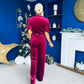 Kate Pearl Detail Top And Trouser Set Velvet Wine