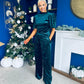 Kate Pearl Detail Top And Trouser Set Velvet Forest