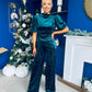 Kate Pearl Detail Top And Trouser Set Velvet Forest