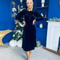 Lauren Detaild Velvet Occasion Dress Black