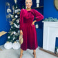 Lauren Detaild Velvet Occasion Dress Wine