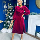 Lauren Detaild Velvet Occasion Dress Wine