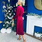 Lauren Detaild Velvet Occasion Dress Wine
