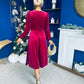 Lauren Detaild Velvet Occasion Dress Wine