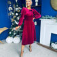 Lauren Detaild Velvet Occasion Dress Wine