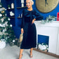 Lauren Detaild Velvet Occasion Dress Navy