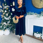 Lauren Detaild Velvet Occasion Dress Navy