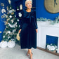 Lauren Detaild Velvet Occasion Dress Navy
