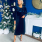 Lauren Detaild Velvet Occasion Dress Navy