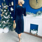 Lauren Detaild Velvet Occasion Dress Navy