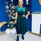Bethany Detailed Velvet Midi Dress Forest