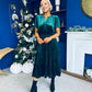 Bethany Detailed Velvet Midi Dress Forest