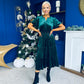 Bethany Detailed Velvet Midi Dress Forest