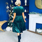 Bethany Detailed Velvet Midi Dress Forest