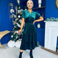 Bethany Detailed Velvet Midi Dress Forest